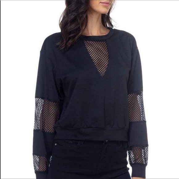 Mesh Athleisure Long Sleeve Tee Sweatshirt - Picture 2 of 6